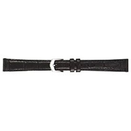 SEIKO Genuine Replacement Strap, Cowhide Leather, Crocodile & Bamboo Embossing, Matte, 12mm, Model DXL9A, Black, Women's