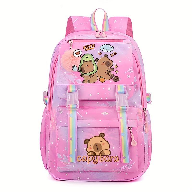 

Новые школьные рюкзаки для старшеклассников большой вместимости, студенческий школьный рюкзак, маленький свежий рюкзак с принтом милой капибары