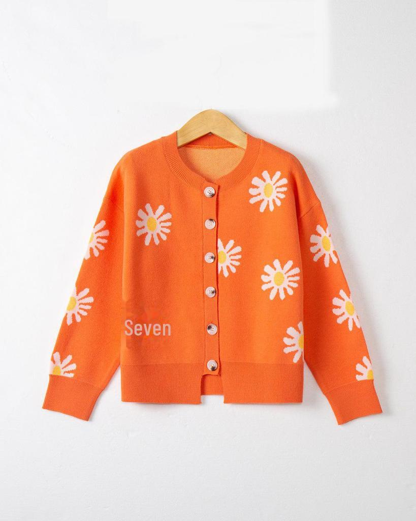 Women's Autumn-Winter Chrysanthemum Embroidered Knitted Cardigan - Casual, Simple, Fashionable, Elegant Sweater