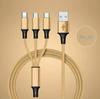 Nylon Braided 3-in-1 Charging Cable for Huawei & Apple with Laser Engraved Logo - Ideal Promotional Gift