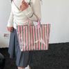 Große durchsichtige Gelee-Tasche mit Streifen Strand-Handtaschen PVC-gestreifte Tragetasche Einkaufstasche