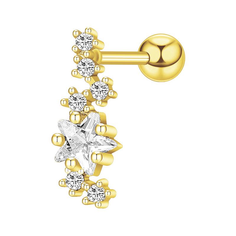 Floral Pave Diamond Mini Screw Stud Earrings 