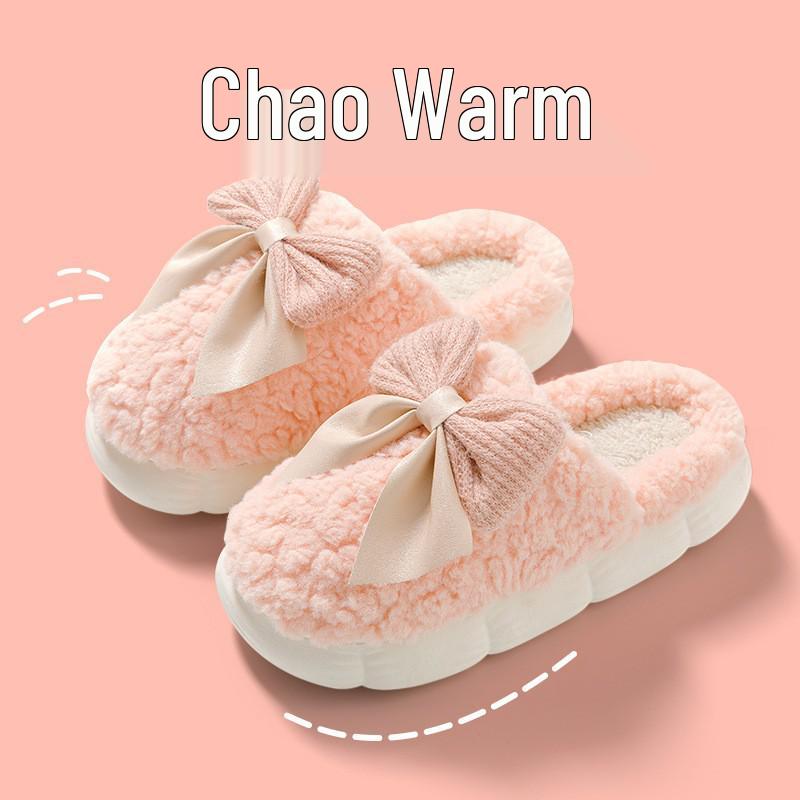 Women's 2025 Plush Cotton Slippers: Soft, Thick-Soled, Height-Boosting, and Warm Indoor Footwear for Autumn and Winter