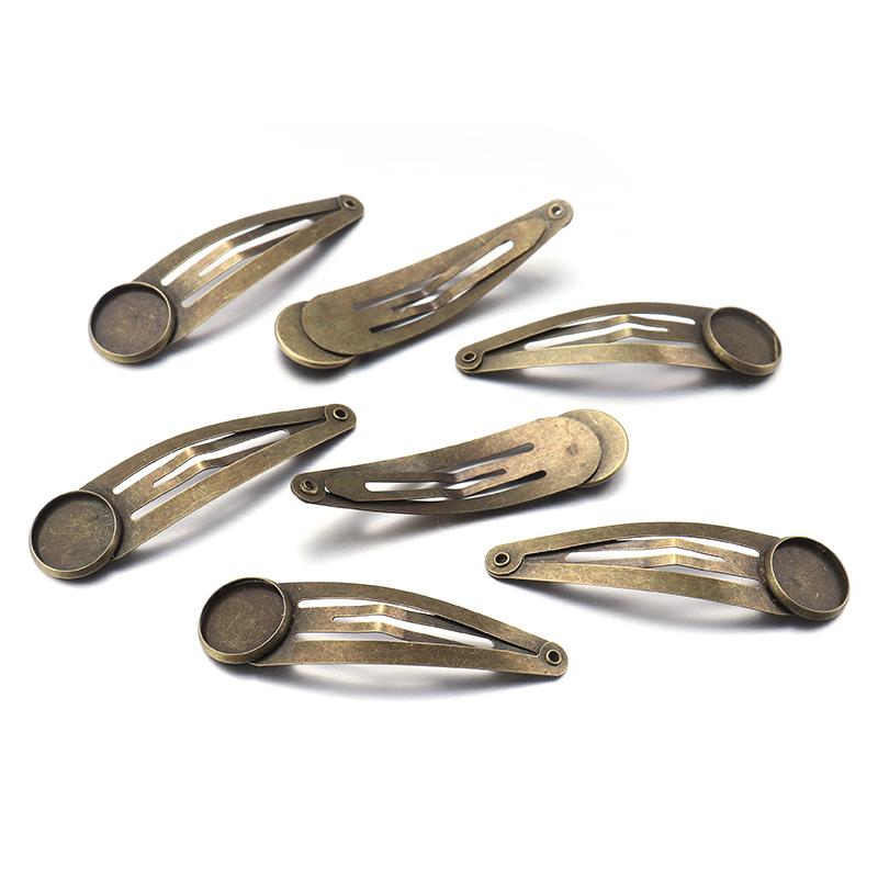 10pcs Iron Plated Hairpin 12/14/16/18/20mm Classic Metal Hair Clips Hairpin Base Setting Cabochon Cameo For DIY Hair Accessories