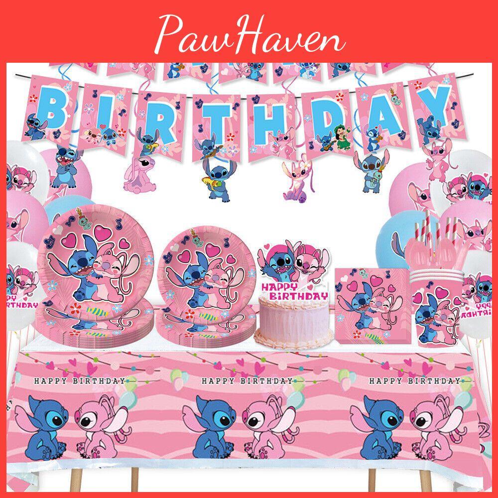 Lilo Pink Stitch Birthday Party Decorations Supplies Tableware Balloon Banner
