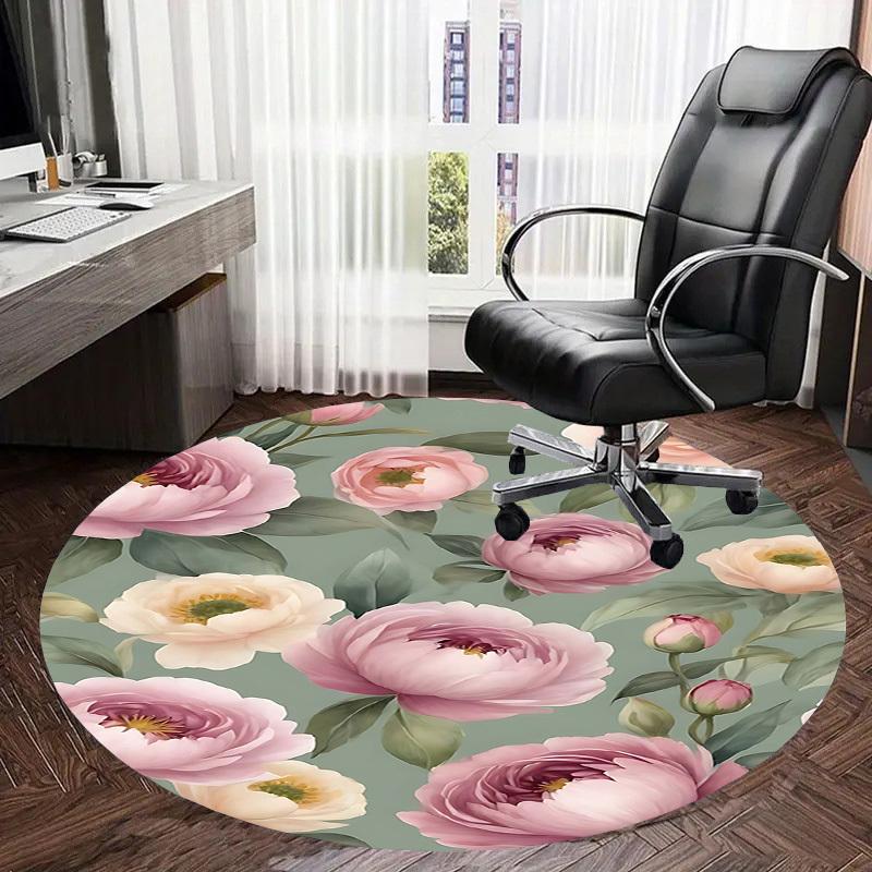 1PC Floral Pattern Non-Slip Floor Round carpet, Office, family, bedroom, Large Area Rug Indoor Rugs, Durable Polyester-Z0420