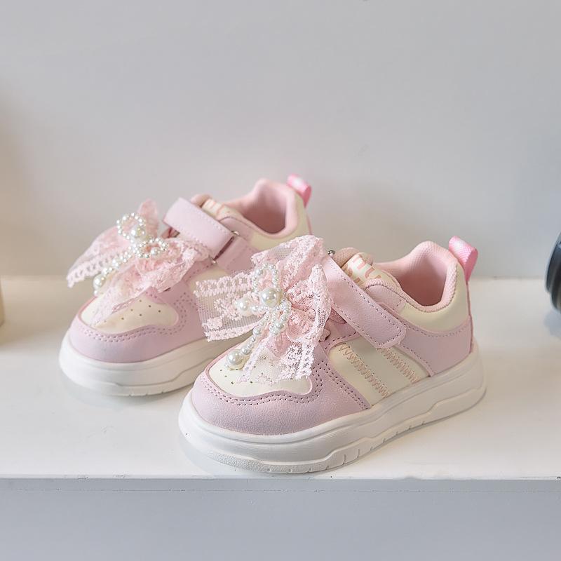 

Children s Velcro Low-Top Girls Bowknot Sneakers2026Spring new casual shoes for children and toddlers, white sneakers 22-26Code（One Hand5Doub розовый