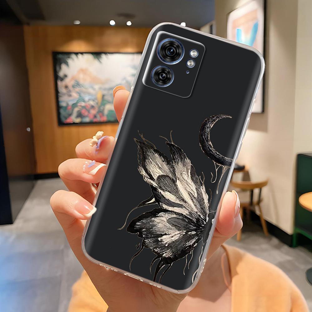 For Moto Edge 40 XT2303-2 Phone Case Panda Butterfly Soft Clear Slim Silicone Phone Cover for Motorola Moto Edge40 Edge 40 pro
