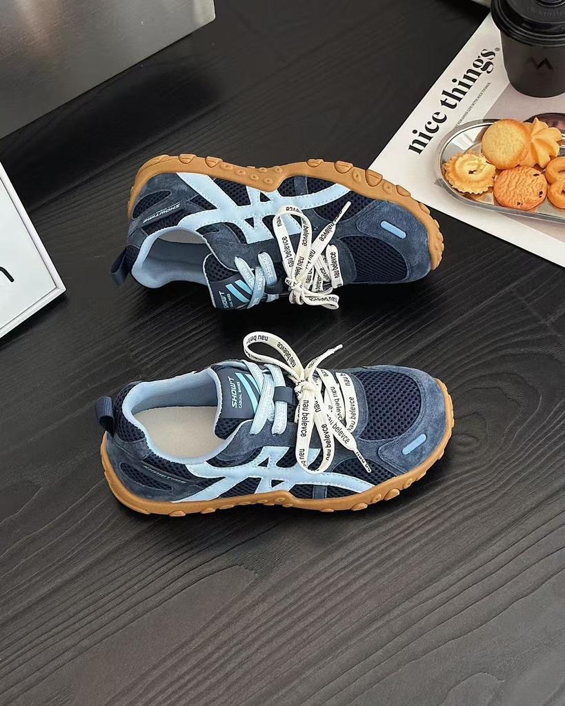 Women's New Autumn Red Yellow Thick-soled Heightening Versatile Board Shoes Breathable Mesh