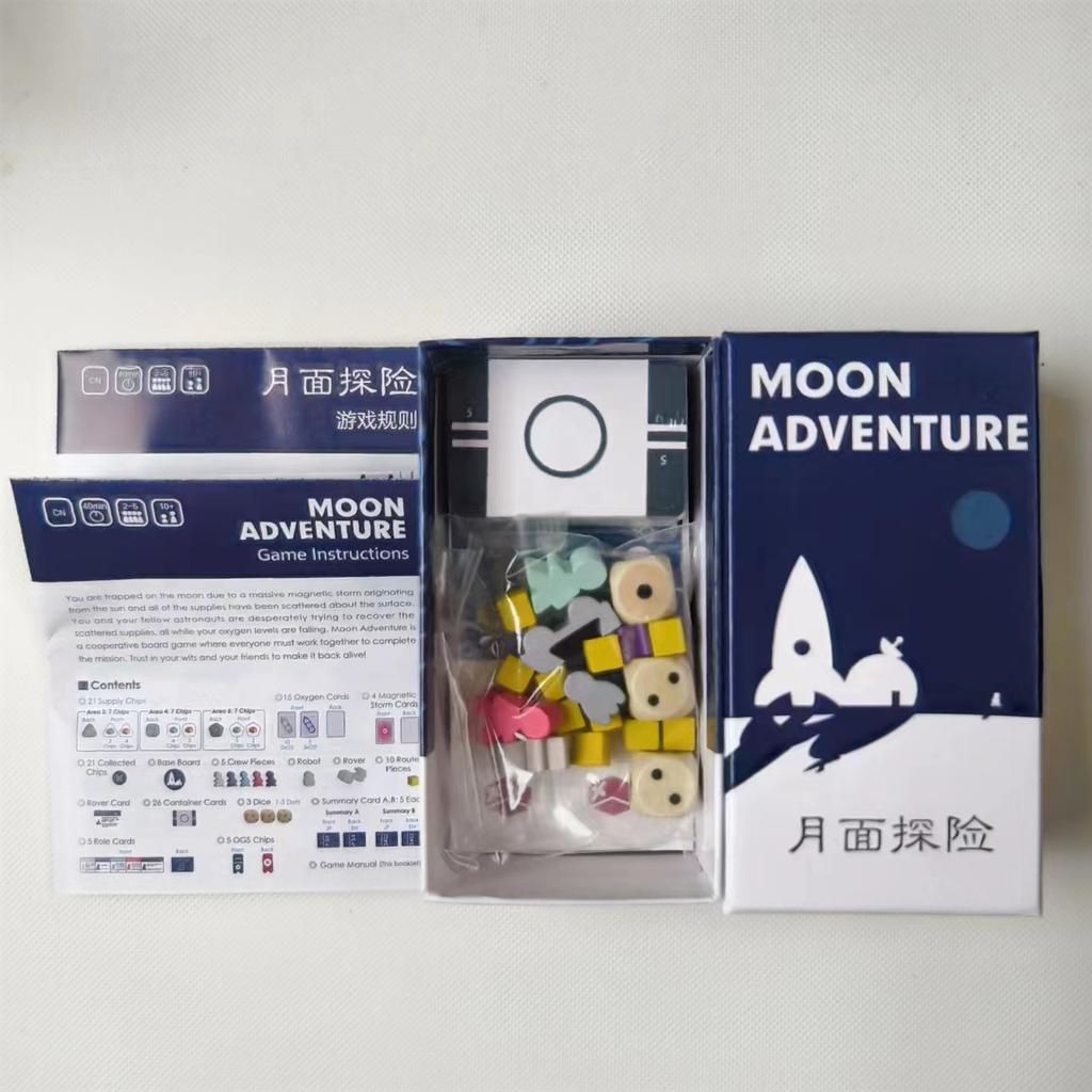 Englische Version MOON ADVENTURE Monderkundungsbrettspiel Oink-Spiel Kooperatives Überleben im amerikanischen Stil
