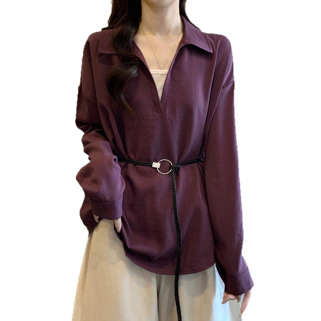 Top Holgado de Dos Piezas con Escote en V para Mujer Tallas Grandes - Diseño Adelgazante de Otoño