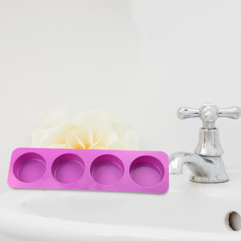 4 Cavity Round Silicone Cake Mold DIY Soap Making Tool Purple 2 Pack