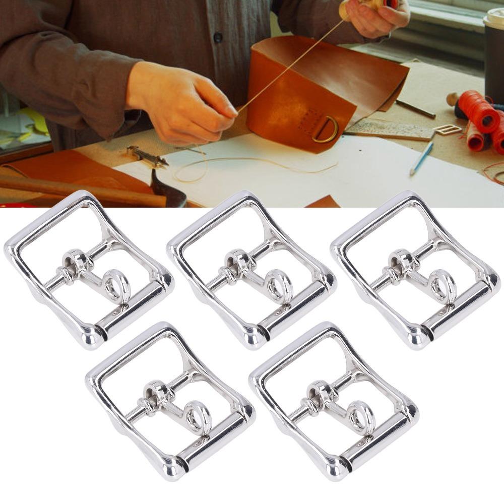 5pcs Square Center Bar Metal Replacement Buckle Single Prong Buckle Leather Craft