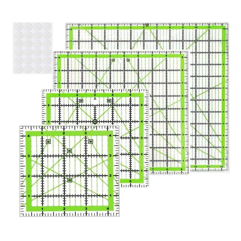 AEE4-4Pcs Quilting Ruler Square Acrylic Quilting Ruler Fabric Cutting Ruler Clear Mark Acrylic Ruler And Ironing Ruler