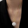 Damen Barock Süßwasserperlen Choker Halskette Mit 14 Karat Echtgold Kreis Anhänger Und Knebelverschluss Geschenk