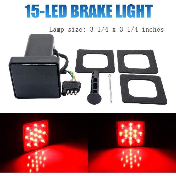 Smoked Lens 15-LED Brake Light Trailer Hitch Cover Fit Towing & Hauling 2