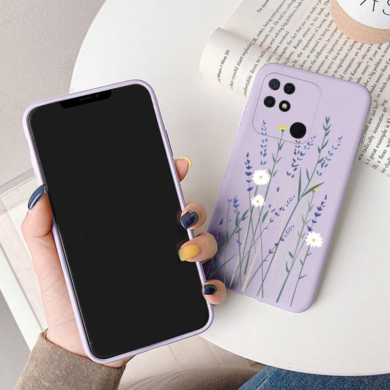 Case For Redmi 10 10C 10A Cute Heart Flower Back Cover Soft Silicone Matte Protective Funda For Xiaomi Redmi 10C Redmi10 Bag