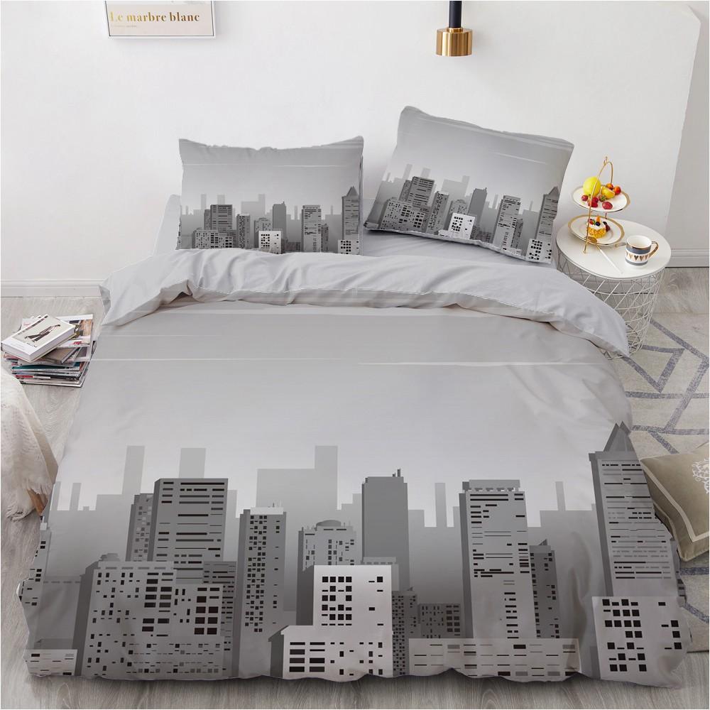 Urban Night View Duvet Cover Set Brightly Lit Night Scene Bedding Set For Teens Adults Queen Size Soft Microfiber Quilt Cover