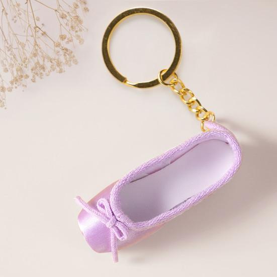 Yousheng Satin Ballet Shoe Keychain Handmade Mini Pointe Shoe Pendant with Keyring Ballet Lovers Bag Charm Gift for Ballet Dancers