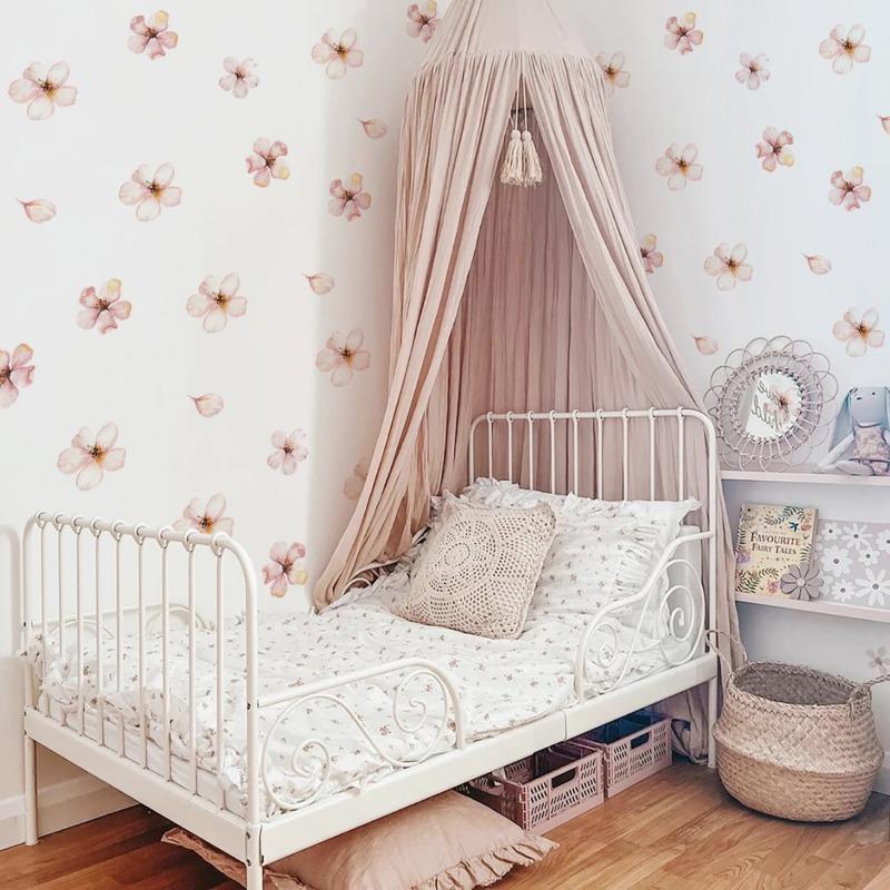 Floral Plants Flowers Wall Stickers for Living Rooms, Background Wall Decoration, Self-adhesive Vinyl Sticker, Girls Bedroom