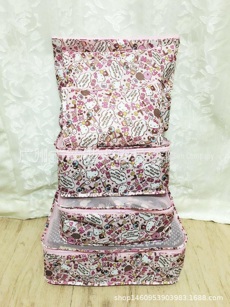 Cartoon Merlot Waterproof Cinnamon Pudding 6-Piece Travel Clothing Storage Set