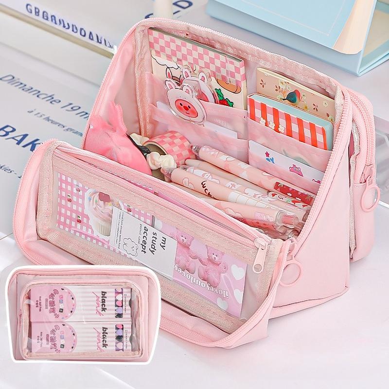 1pcs Simple Nine-layer Large Capacity Pencil Bags Double-sided Detachable Pencil Box Multi-functional Stationery Storage Bag