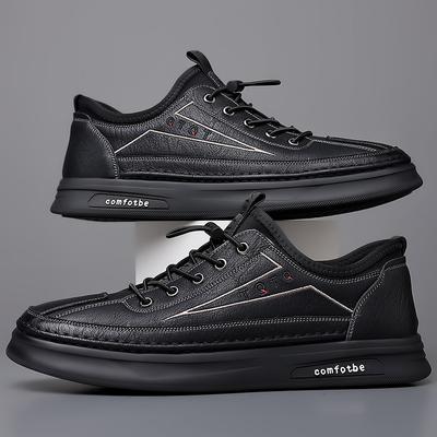 2025 Autumn New Breathable Leather Beanie Shoes Men's Casual Leather Shoes Elastic Shoes