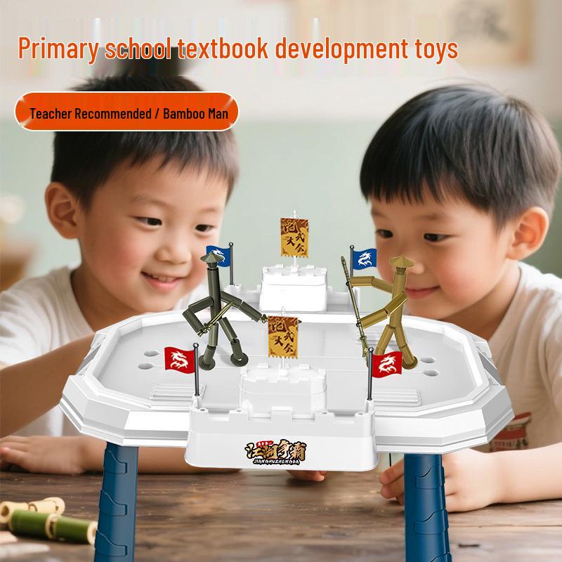 Bamboo Joint Figurine DIY Kit: Two-Player Educational Battle Game with PK Table