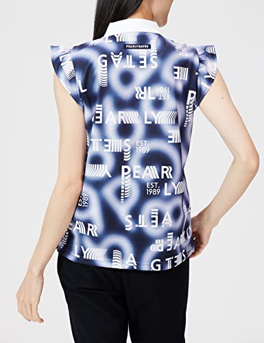 PEARLY GATES Women's Short Sleeve Polo Shirt with Interwoven Shadow Border and Logo Gradient Pattern / 055-2260810 120_Navy Logo Size 1 [M]