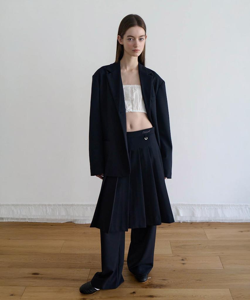Odeukaelol Edi Pleated Skirt Pants_Navy