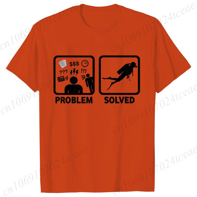 Funny Problem Solved Diving Graphic T-shirt Women Summer Clothes T Shirt Short Sleeve Solved Diving Graphic Shirt Clothing