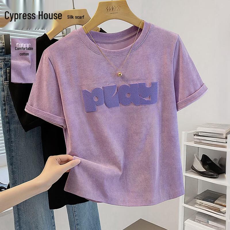 Sibaisha Women s Slim Fit Letter Print Round Neck T-Shirt XL