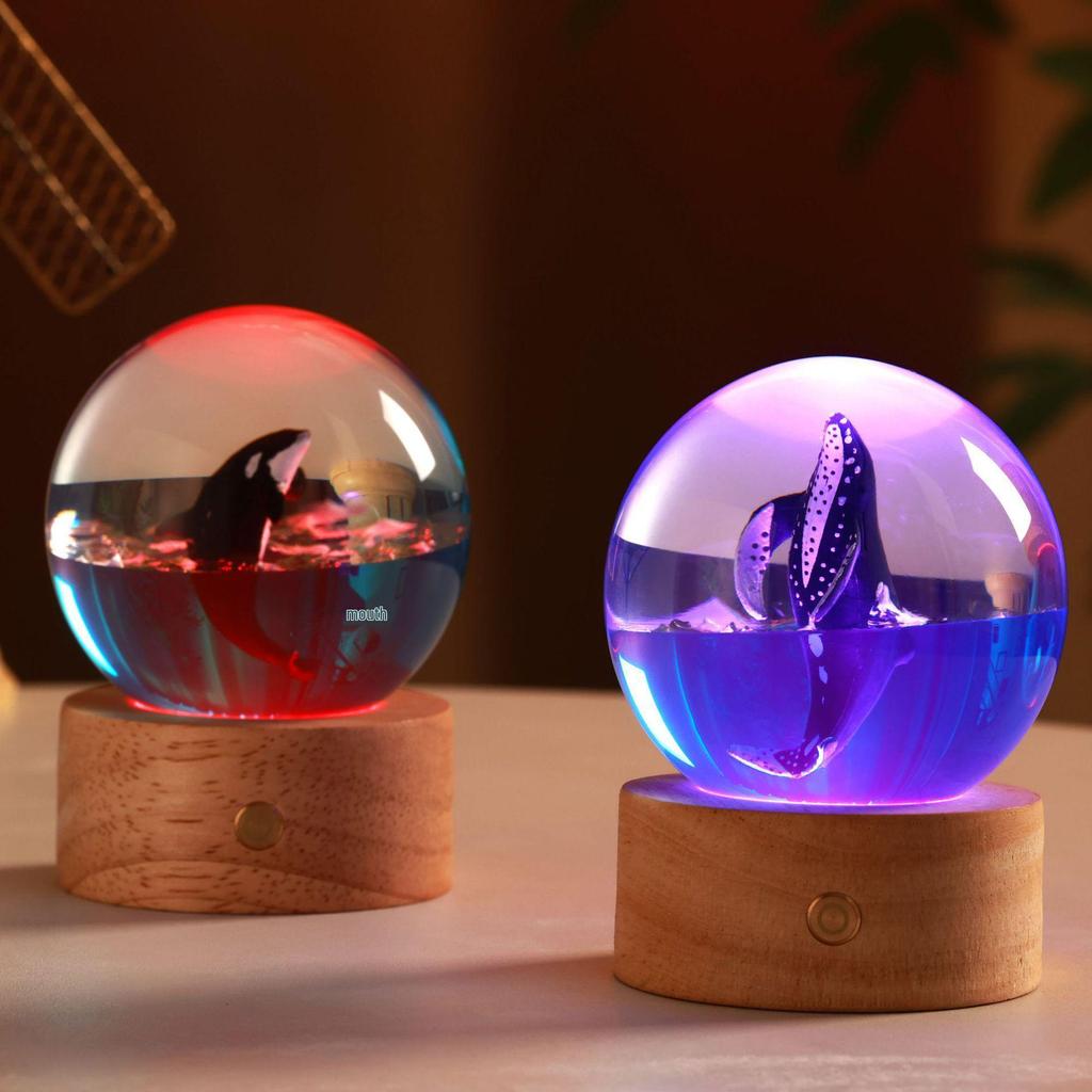 Ocean Whale Resin Crystal Ball Night Light Music Box – Ideal Birthday Gift for Kids & Friends