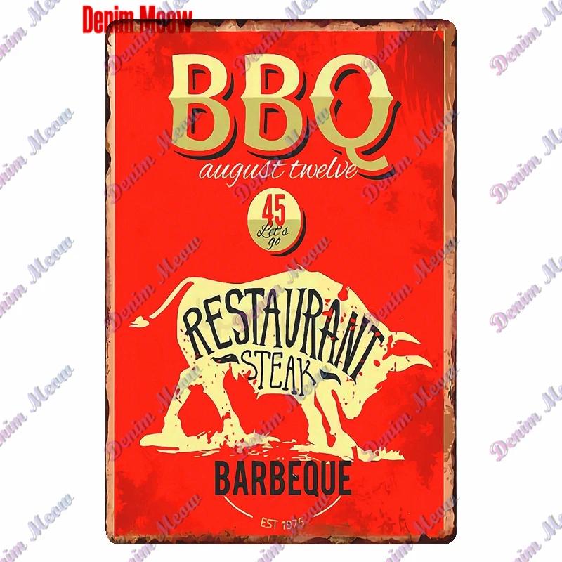 Pancarte Métallique Rétro pour Fête Barbecue Zone BBQ des Papas Temps de Grillade Affiche Décoration Murale pour Bar Pub Cuisine Maison WY
