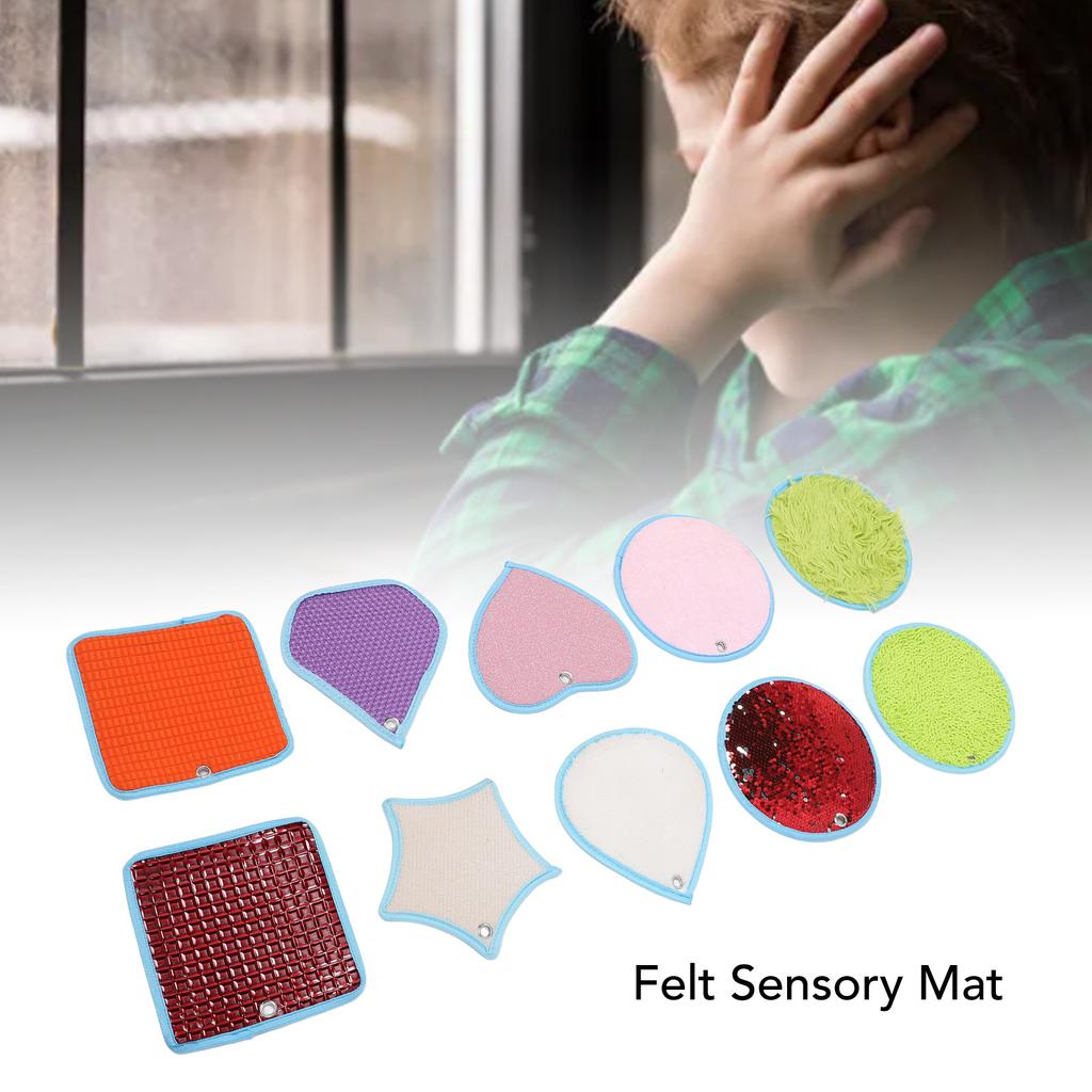 10pcs Felt Sensory Mat Multi Shape Textured Sensory Pad Sensory Floor Tile Educational Tactile Sensory Toy for Autism