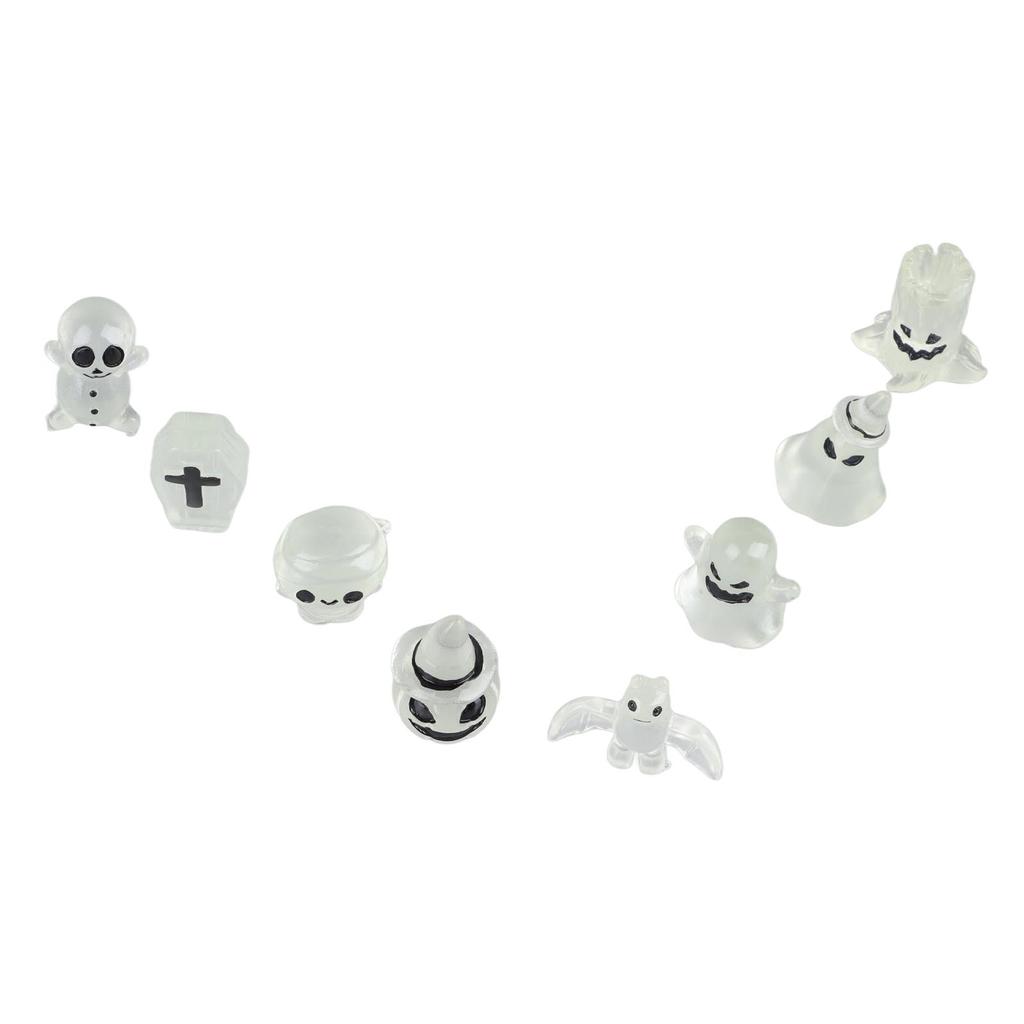8 ks Halloweenské ozdoby Miniaturní svítící náhrobek Dýně Lebka Duch Zahradní dekor