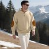 Autumn and Winter Men's New Square Grid Men's Stand Up Collar Single Breasted Casual Long Sleeved Sweatshirt