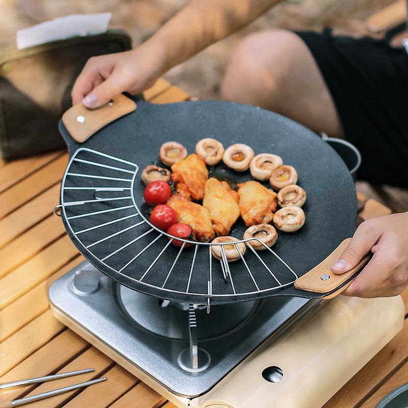 Dřevěná rukojeť na BBQ pánev proti opaření, tepelně odolná, izolovaná rukojeť, náhradní pro omáčkovou grilovací pánev, grilovací plotnu, venkovní kempingová BBQ podložka