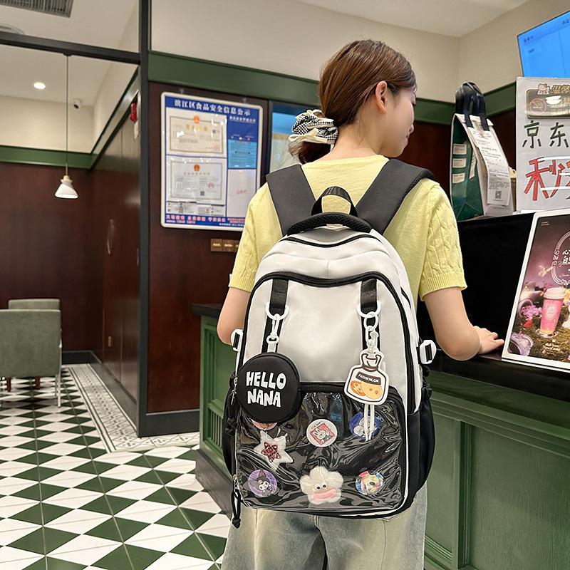 Schoolbag New Schoolbag Girls Large Capacity Burden Reduction Lightweight Middle School Students Junior High School Students Class Travel Backpack