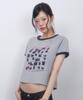 LMR Cat Foster Ringer Crop Short Sleeve T-Shirt Grey