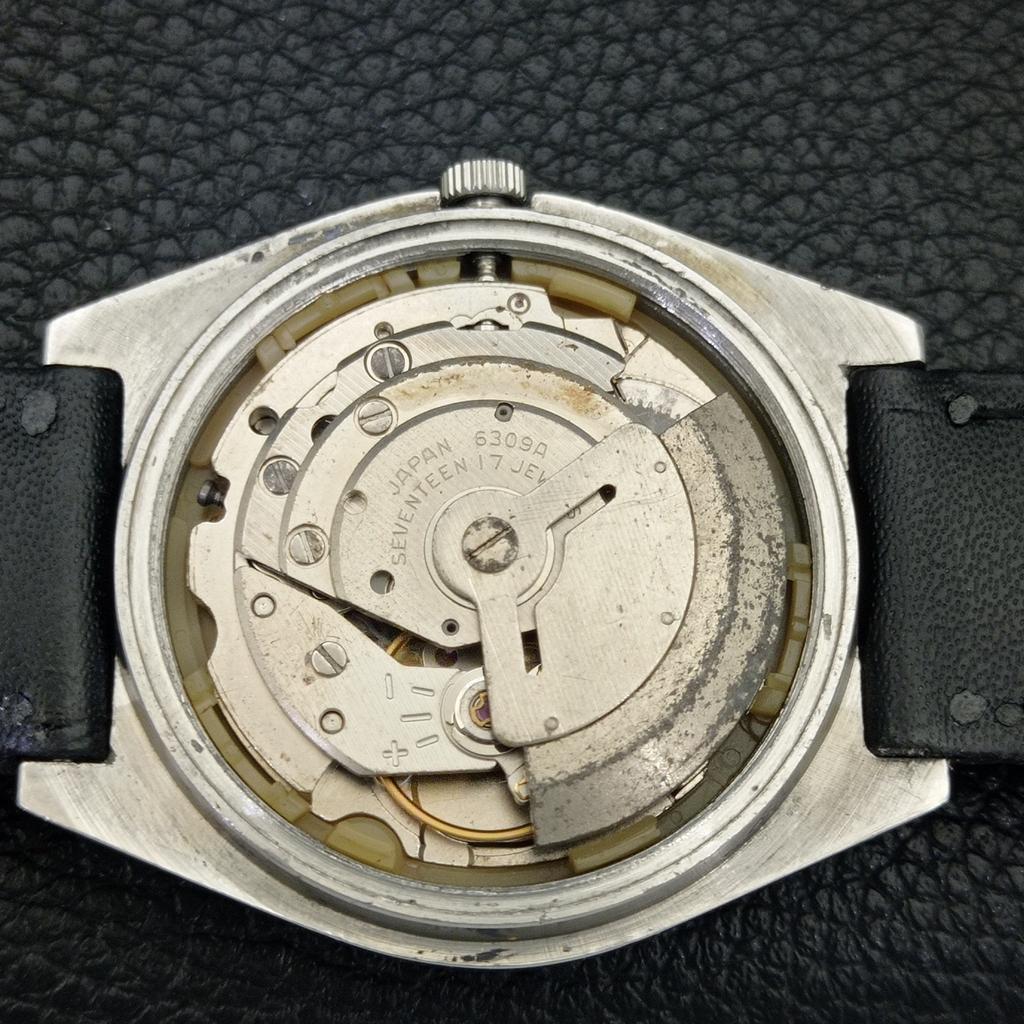 AUTOMATIC VINTAGE SEIKO 5 JAPAN 6309A MENS YELLOW COLOR DIAL WATCH A702738-1 R210-a702738