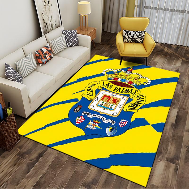 Las Palmas Emblem Yellow Carpet suitable as a non-slip mat for the living room or bedroom sofa