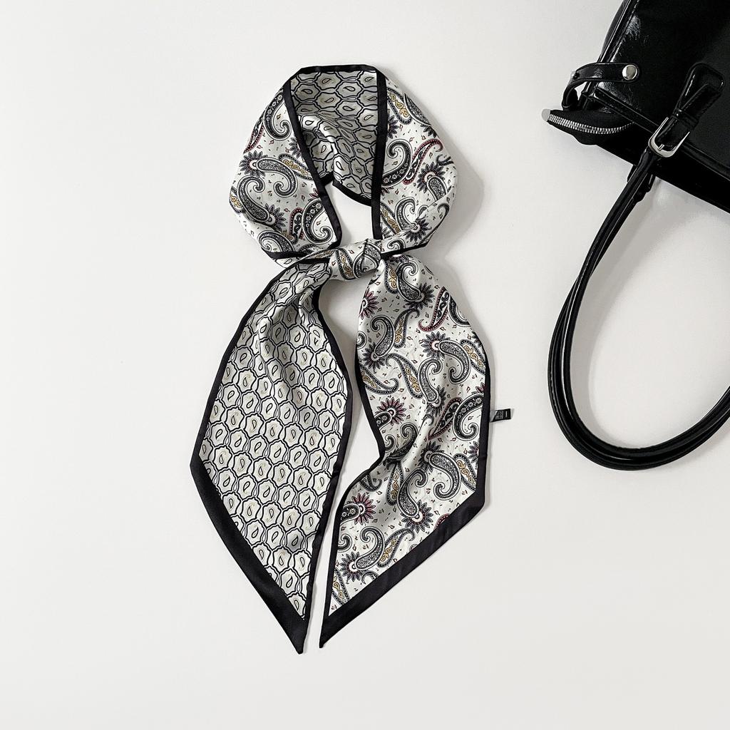 Double-layer scarf, streamer, women's cashew print silk scarf, long strip, high-end sense binding bag decoration, suit scarf, silk scarf wholesale