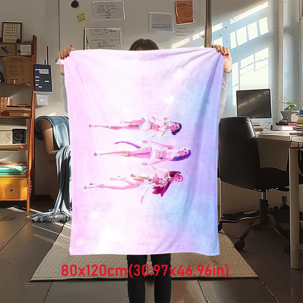 

1Pc Demon Hunters Print Flannel Blanket, Comfortable for All Seasons, Home Decor, Warmth and Comfort, Perfect for Christmas Gifts821064 80cm x 120cm