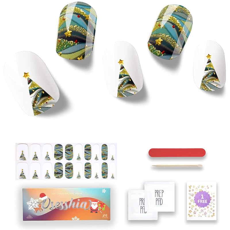 Semi Cured Gel Nail Strips, 20 pcs Nail Wraps, Glaze Gel Nail Stickers, Salon Quality French Manicure, Full Decal Gel Polish Strips, Long Lasting