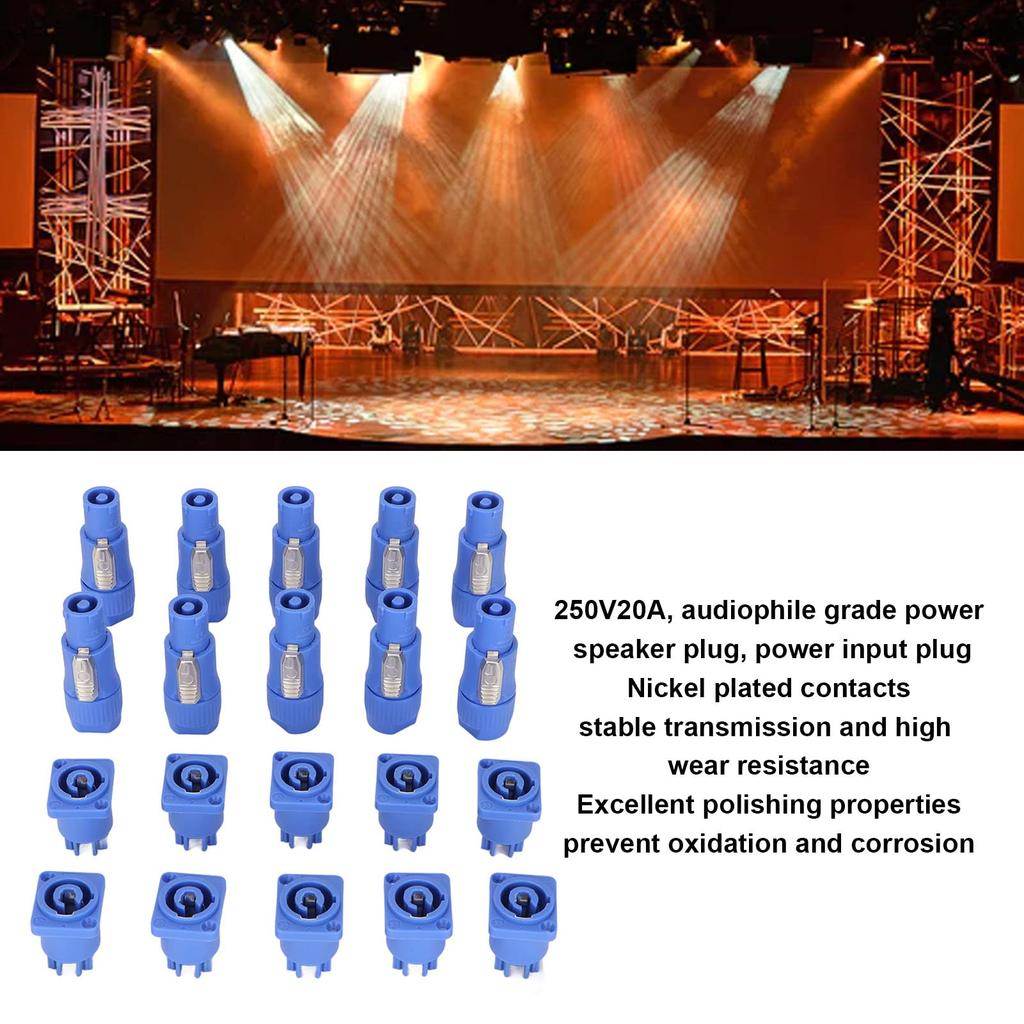 10 Sets 3-Pin Power Connector MaleFemale Plugs, Aviation Connectors, ABS, 10 Sets 3-Pin Power Connectors, Professional Stage Light Power Cable Plugs,