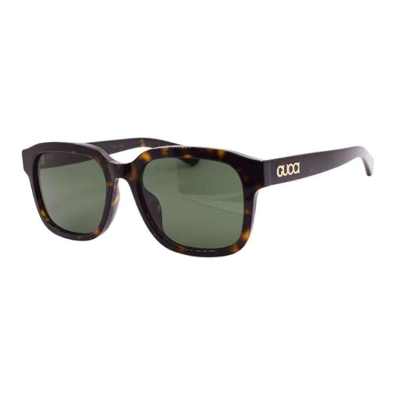 Gucci Lettering Plate Frame Square Sunglasses Men's Tortoiseshell