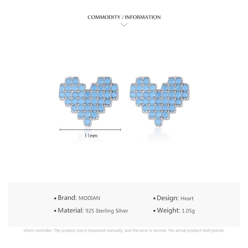 MODIAN Ohrstecker aus 925er-Sterlingsilber, Vintage-Türkis, für Damen, romantische Herz-Ohrstecker, hypoallergen, feiner Schmuck