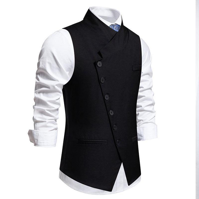 Mens Single Breasted Slanted Placket Formal Suit Waistcoat Vest For Wedding Party