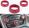 3pcs Red AC Radio Switch Trim Ring Knob Cover For Dodge Challenger/Charger 15-20